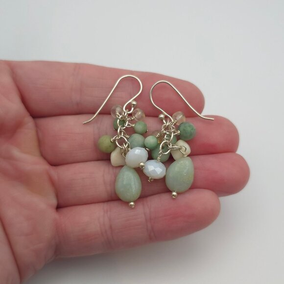 Sterling Silver Various Green Stone Earrings A472 - Picture 2 of 5